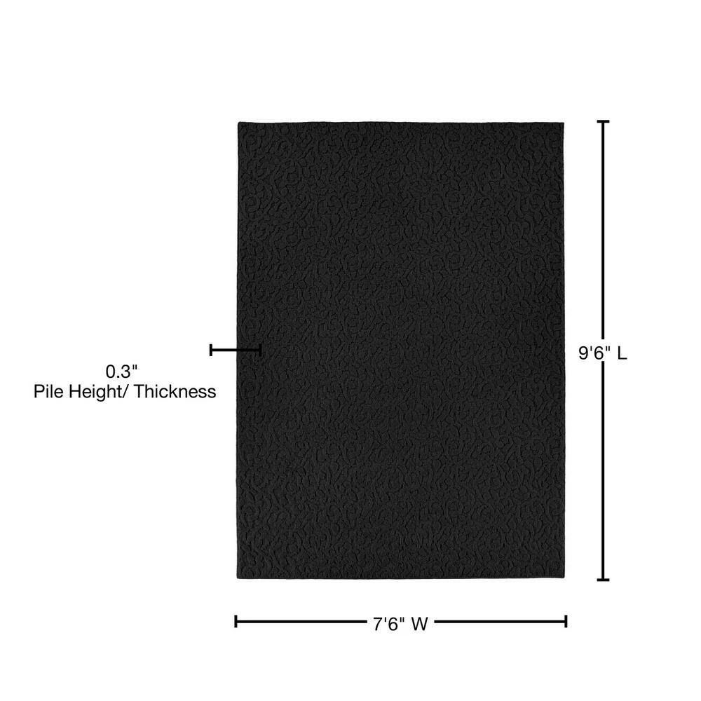 Ivy Black 7 ft. 6 in. x 9 ft. 6 in. Floral Area Rug by Garland Rug 7 Ivy Black 7 ft. 6 in. x 9 ft. 6 in. Floral Area Rug by Garland Rug - Image 5