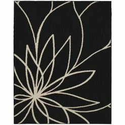 Grand Floral Black/Ivory 8 ft. x 10 ft. Area Rug by Garland Rug