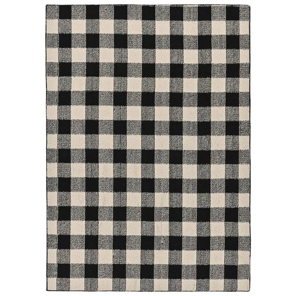 Country Living Black/Ivory 5 ft. x 7 ft. Buffalo Plaid Indoor/Outdoor Area Rug by Garland Rug 3 Country Living Black/Ivory 5 ft. x 7 ft. Buffalo Plaid Indoor/Outdoor Area Rug by Garland Rug