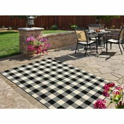 Country Living Black/Ivory 7 ft. x 10 ft. Buffalo Plaid Indoor/Outdoor Area Rug by Garland Rug -ROPPE ONLINE STORE black ivory garland rug outdoor rugs ll920m084120e1 31 1000