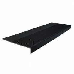 Light Duty Ribbed Design Black 12-1/4 in. x 36 in. Rubber Square Nose Stair Tread by ROPPE