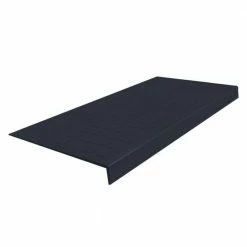 Heavy Duty Raised Design Square Profile Black 12-5/16 in. x 48 in. Rubber Square Nose Stair Tread by ROPPE