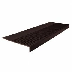 Light Duty Ribbed Design Brown 12-1/4 in. x 48 in. Rubber Square Nose Stair Tread by ROPPE