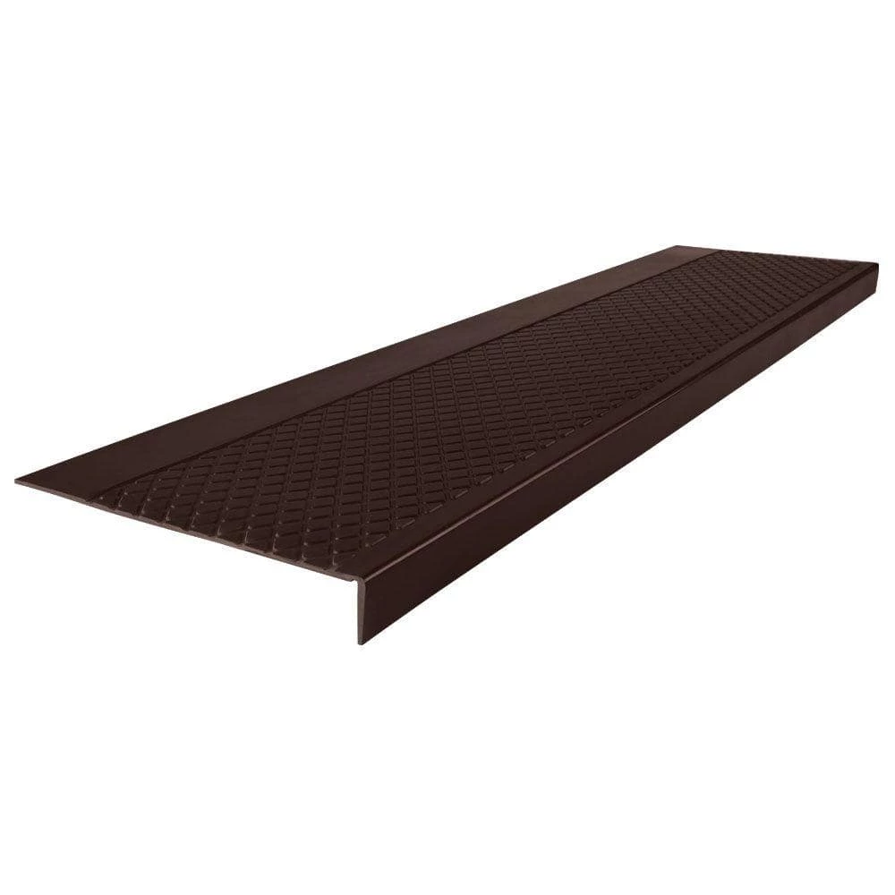 Heavy Duty Raised Diamond Design Brown 12-1/4 in. x 48 in. Rubber Square Nose Stair Tread by ROPPE 3 Heavy Duty Raised Diamond Design Brown 12-1/4 in. x 48 in. Rubber Square Nose Stair Tread by ROPPE