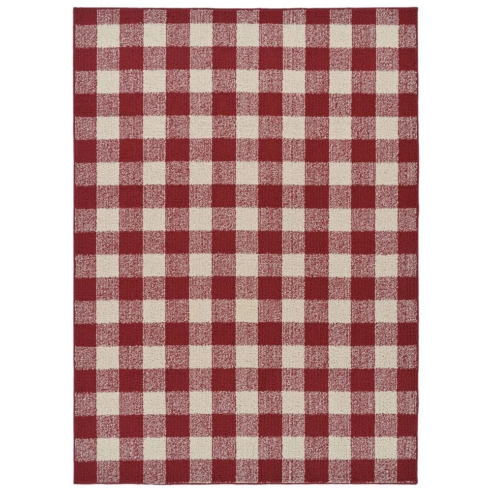 Country Living Chili/Ivory 5 ft. x 7 ft. Buffalo Plaid Indoor/Outdoor Area Rug by Garland Rug 3 Country Living Chili/Ivory 5 ft. x 7 ft. Buffalo Plaid Indoor/Outdoor Area Rug by Garland Rug