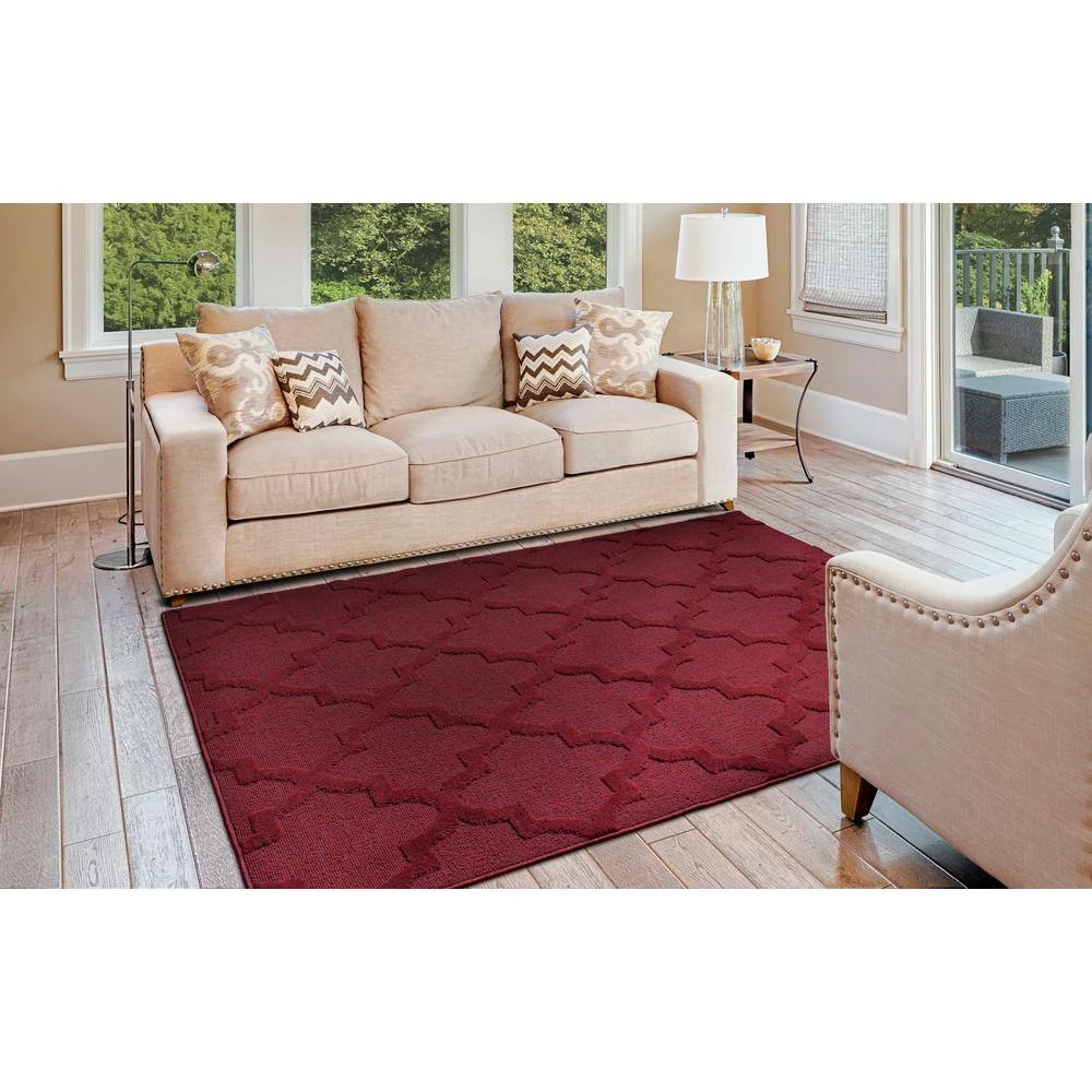 Quatro Chili Red 7 ft. 6 in. x 9 ft. 6 in. Area Rug by Garland Rug 7 Quatro Chili Red 7 ft. 6 in. x 9 ft. 6 in. Area Rug by Garland Rug - Image 5