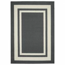 Borderline Cinder Gray/Ivory 5 ft. x 7 ft. Indoor/Outdoor Area Rug by Garland Rug