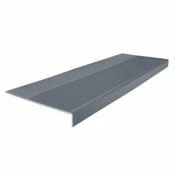 Light Duty Ribbed Design Dark Gray 12-1/4 in. x 48 in. Rubber Square Nose Stair Tread by ROPPE