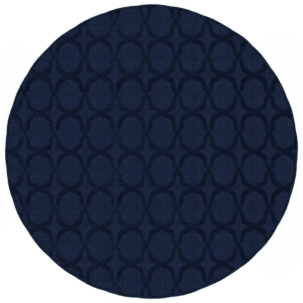 Sparta Indigo 5 ft. x 5 ft. Round Trellis Area Rug by Garland Rug 3 Sparta Indigo 5 ft. x 5 ft. Round Trellis Area Rug by Garland Rug