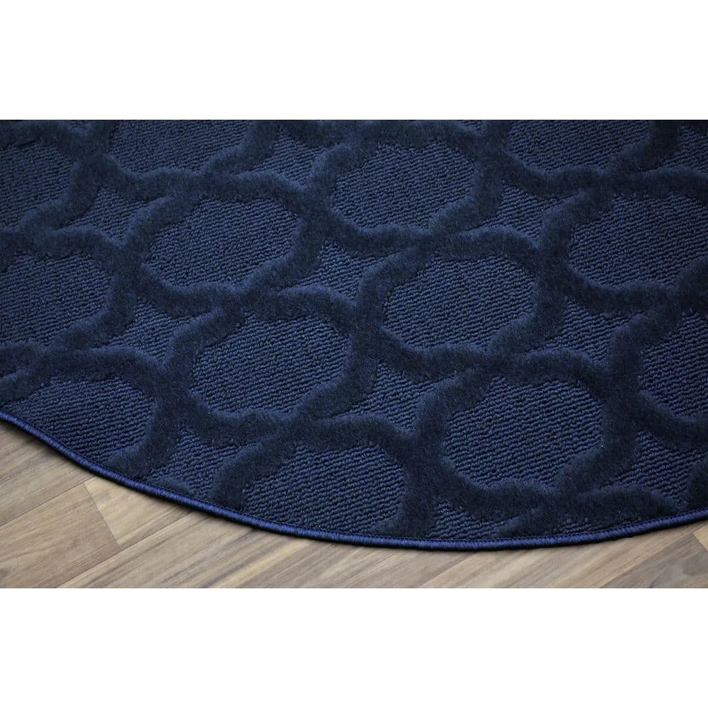 Sparta Indigo 5 ft. x 5 ft. Round Trellis Area Rug by Garland Rug 4 Sparta Indigo 5 ft. x 5 ft. Round Trellis Area Rug by Garland Rug - Image 2