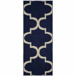 Large Quatrefoil Indigo/Ivory 2 ft. x 5 ft. Runner Rug by Garland Rug