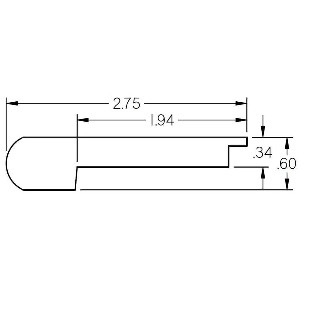 Laurel 0.375 in. Thick x 2.78 in. Wide x 78 in. Length Hardwood Stair Nose by ROPPE 4 Laurel 0.375 in. Thick x 2.78 in. Wide x 78 in. Length Hardwood Stair Nose by ROPPE - Image 2