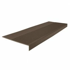 Light Duty Ribbed Design Light Brown 12-1/4 in. x 48 in. Rubber Square Nose Stair Tread by ROPPE