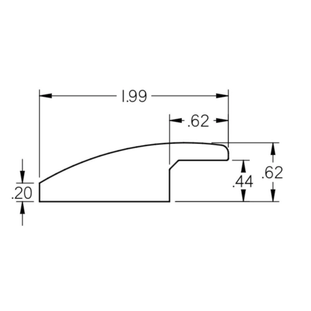 Nani 0.38 in. Thick x 2 in. Wide x 78 in. Length Wood Reducer by ROPPE 4 Nani 0.38 in. Thick x 2 in. Wide x 78 in. Length Wood Reducer by ROPPE - Image 2