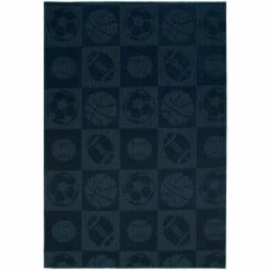 Sports Balls Navy 8 ft. x 10 ft. Area Rug by Garland Rug