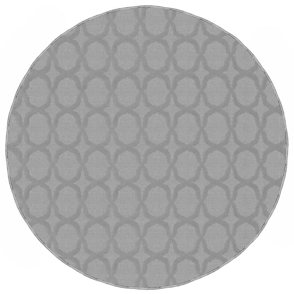 Sparta Silver 5 ft. x 5 ft. Round Trellis Area Rug by Garland Rug 3 Sparta Silver 5 ft. x 5 ft. Round Trellis Area Rug by Garland Rug
