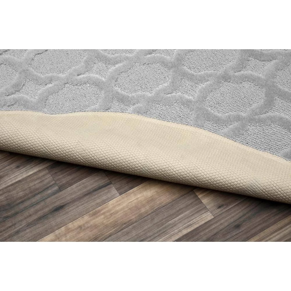 Sparta Silver 5 ft. x 5 ft. Round Trellis Area Rug by Garland Rug 5 Sparta Silver 5 ft. x 5 ft. Round Trellis Area Rug by Garland Rug - Image 3