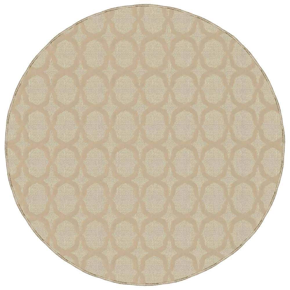 Sparta Tan 5 ft. x 5 ft. Round Trellis Area Rug by Garland Rug 3 Sparta Tan 5 ft. x 5 ft. Round Trellis Area Rug by Garland Rug
