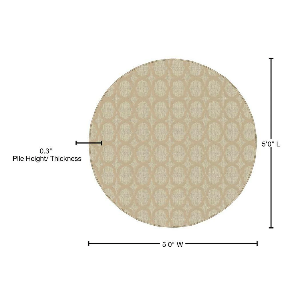 Sparta Tan 5 ft. x 5 ft. Round Trellis Area Rug by Garland Rug 7 Sparta Tan 5 ft. x 5 ft. Round Trellis Area Rug by Garland Rug - Image 5