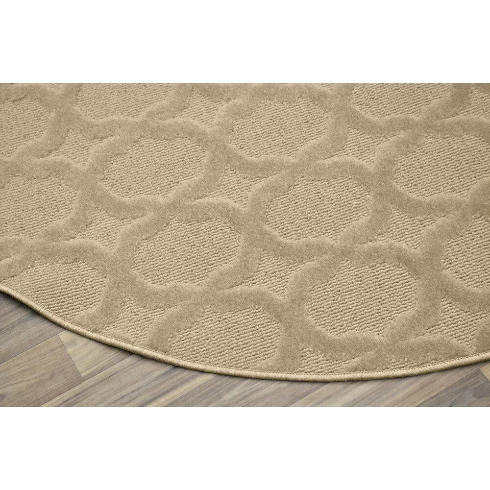 Sparta Tan 5 ft. x 5 ft. Round Trellis Area Rug by Garland Rug 4 Sparta Tan 5 ft. x 5 ft. Round Trellis Area Rug by Garland Rug - Image 2