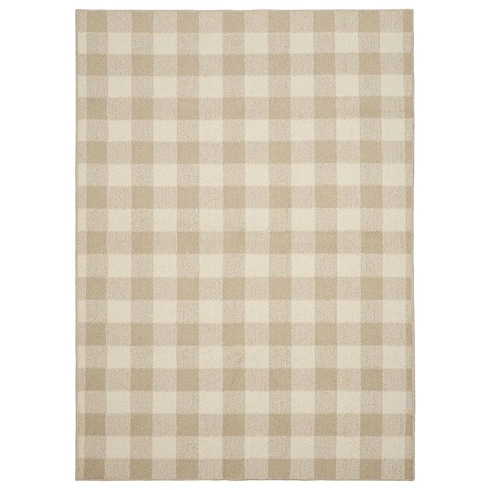 Country Living Tan/Ivory 7 ft. x 10 ft. Checker Board Polypropylene Area Rug by Garland Rug 3 Country Living Tan/Ivory 7 ft. x 10 ft. Checker Board Polypropylene Area Rug by Garland Rug
